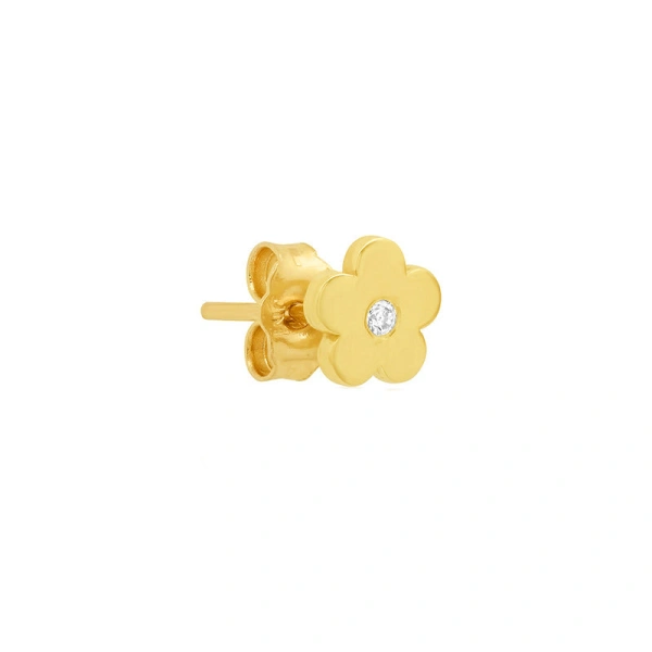Jennifer Meyer Mini Daisy Studs with Diamond Center in 18K Yellow Gold | Fine Earrings | Coveti