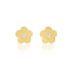 Jennifer Meyer Mini Daisy Studs with Diamond Center in 18K Yellow Gold | Fine Earrings | Coveti