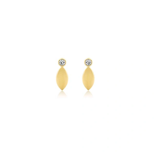 Jennifer Meyer Mini Diamond Bezel and Marquise Studs in 18K Yellow Gold | Fine Earrings | Coveti