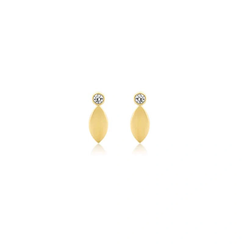 Jennifer Meyer Mini Diamond Bezel and Marquise Studs in 18K Yellow Gold Jennifer Meyer Mini Diamond Bezel and Marquise Studs in 18K Yellow Gold | Fine Earrings | Coveti