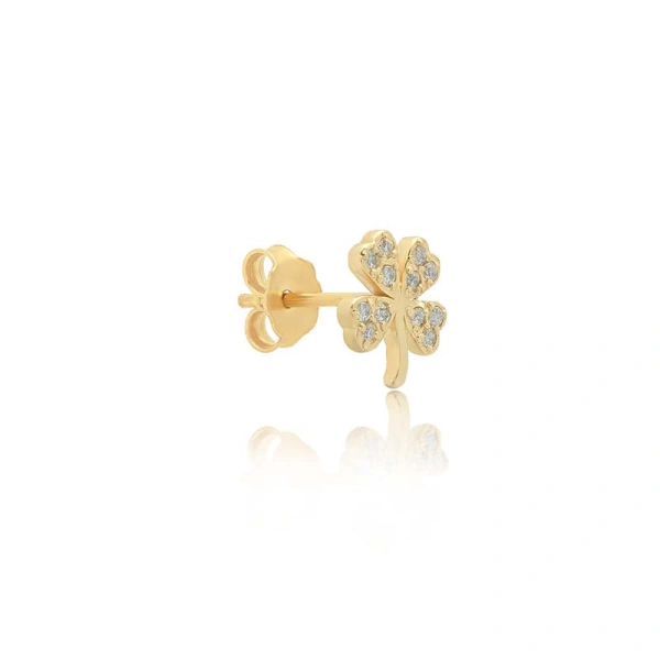 Jennifer Meyer Mini Diamond Clover Studs in 18K Yellow Gold | Fine Earrings | Coveti