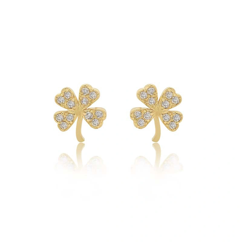 Jennifer Meyer Mini Diamond Clover Studs in 18K Yellow Gold Jennifer Meyer Mini Diamond Clover Studs in 18K Yellow Gold | Fine Earrings | Coveti