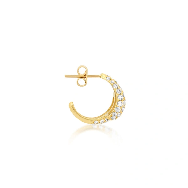 Jennifer Meyer Mini Diamond Double Dome Hoops in 18K Yellow Gold | Fine Earrings | Coveti