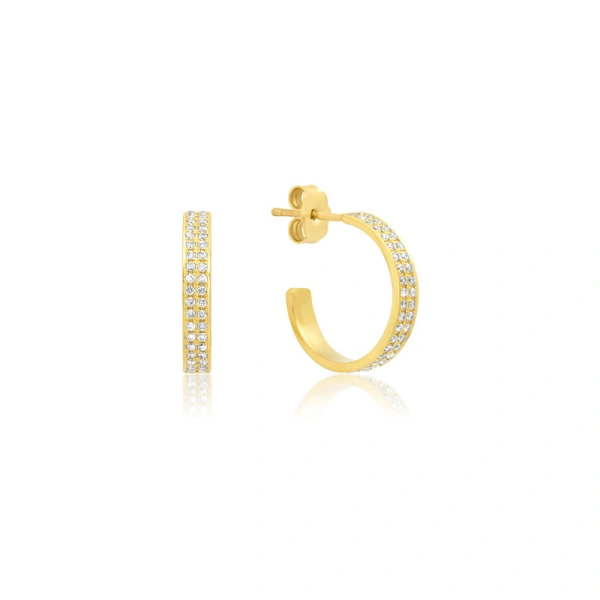 Jennifer Meyer Mini Diamond Ellen Hoops in 18K Yellow Gold | Fine Earrings | Coveti