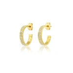 Jennifer Meyer Mini Diamond Ellen Hoops in 18K Yellow Gold | Fine Earrings | Coveti