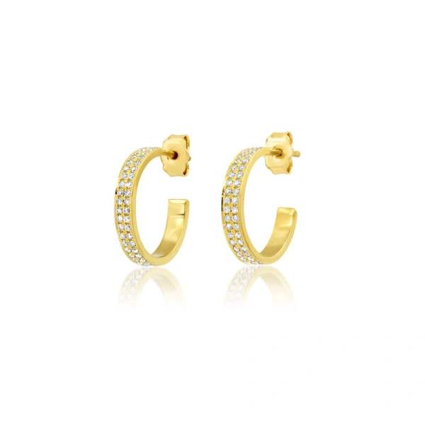 Jennifer Meyer Mini Diamond Ellen Hoops in 18K Yellow Gold | Fine Earrings | Coveti