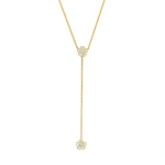 Jennifer Meyer Mini Diamond Flower Lariat in 18K Yellow Gold | Fine Necklaces | Coveti