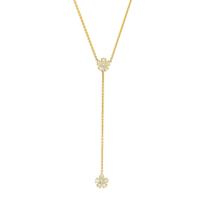 Jennifer Meyer Mini Diamond Flower Lariat in 18K Yellow Gold Jennifer Meyer Mini Diamond Flower Lariat in 18K Yellow Gold | Fine Necklaces | Coveti