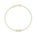 Jennifer Meyer Mini Diamond Infinity Bracelet in 14K Yellow Gold | Fine Bracelets | Coveti