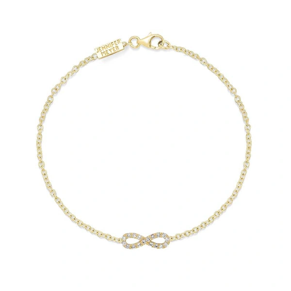 Jennifer Meyer Mini Diamond Infinity Bracelet in 14K Yellow Gold | Fine Bracelets | Coveti
