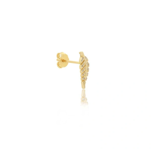 Jennifer Meyer Mini Diamond Leaf Studs in 18K Yellow Gold | Fine Earrings | Coveti