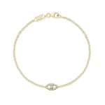 Jennifer Meyer Mini Diamond Open Evil Eye Bracelet in 18K Yellow Gold | Fine Bracelets | Coveti