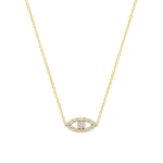 Jennifer Meyer Mini Diamond Open Evil Eye Necklace in 18K Yellow Gold | Fine Necklaces | Coveti