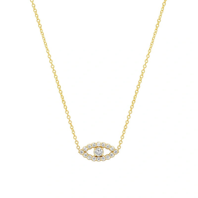 Jennifer Meyer Mini Diamond Open Evil Eye Necklace in 18K Yellow Gold Jennifer Meyer Mini Diamond Open Evil Eye Necklace in 18K Yellow Gold | Fine Necklaces | Coveti