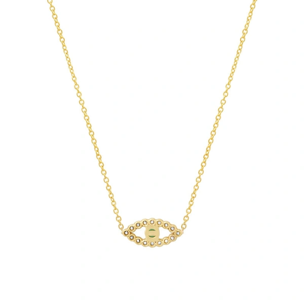 Jennifer Meyer Mini Diamond Open Evil Eye Necklace with Emerald Center in 18K Yellow Gold | Fine Necklaces | Coveti