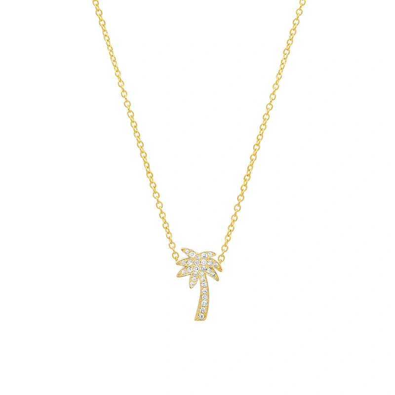 Jennifer Meyer Mini Diamond Palm Tree Necklace in 18K Yellow Gold Jennifer Meyer Mini Diamond Palm Tree Necklace in 18K Yellow Gold | Fine Necklaces | Coveti
