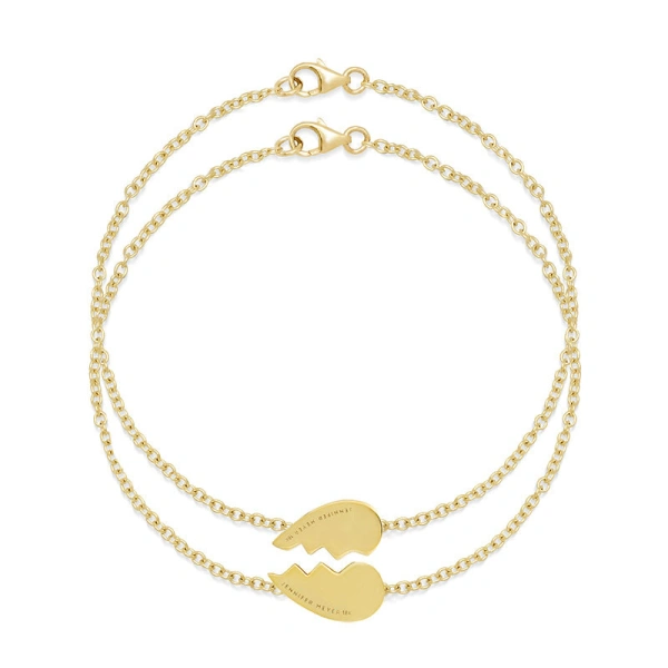 Jennifer Meyer Mini Diamond Piece of My Heart Bracelet Set in 14K Yellow Gold | Fine Bracelets | Coveti