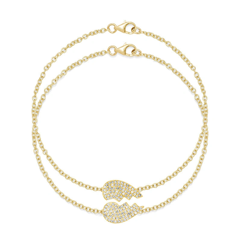 Jennifer Meyer Mini Diamond Piece of My Heart Bracelet Set in 14K Yellow Gold Jennifer Meyer Mini Diamond Piece of My Heart Bracelet Set in 14K Yellow Gold | Fine Bracelets | Coveti
