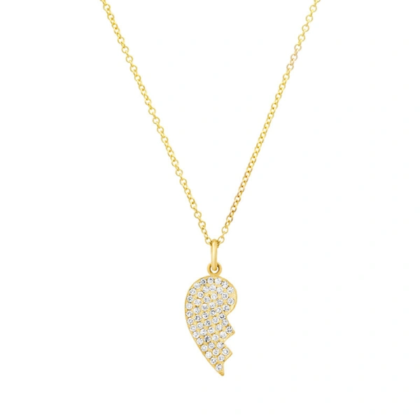 Jennifer Meyer Mini Diamond Piece of My Heart Necklace in 18K Yellow Gold | Fine Necklaces | Coveti