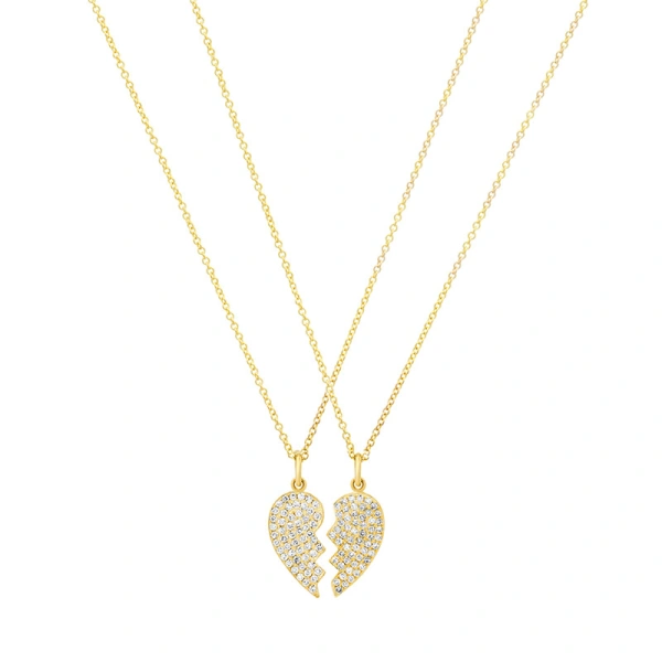 Jennifer Meyer Mini Diamond Piece of My Heart Necklace in 18K Yellow Gold | Fine Necklaces | Coveti