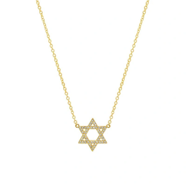 Jennifer Meyer Mini Diamond Star of David Necklace in 18K Yellow Gold | Fine Necklaces | Coveti
