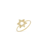 Jennifer Meyer Mini Diamond Star of David Ring in 18K Yellow Gold | Fine Rings | Coveti