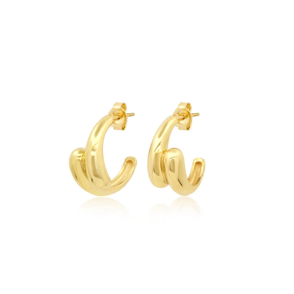 Jennifer Meyer Mini Double Dome Hoops in 18K Yellow Gold | Fine Earrings | Coveti