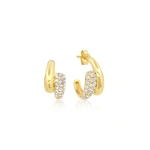 Jennifer Meyer Mini Double Dome Hoops with Diamond Accent in 18K Yellow Gold | Fine Earrings | Coveti