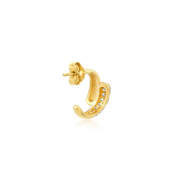 Jennifer Meyer Mini Double Dome Hoops with Diamond Accent in 18K Yellow Gold | Fine Earrings | Coveti