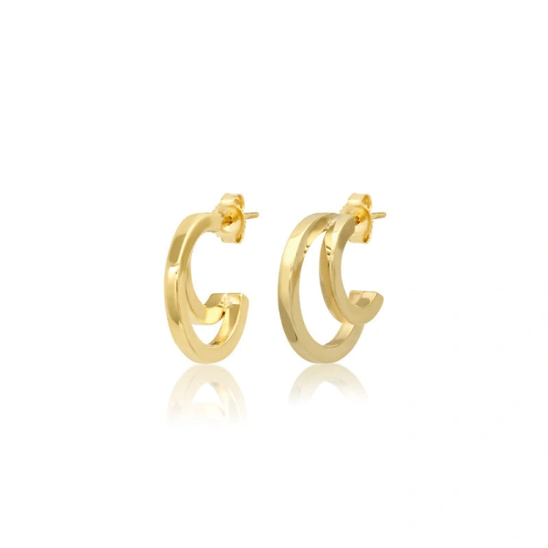 Jennifer Meyer Mini Double Hoops in 18K Yellow Gold | Fine Earrings | Coveti
