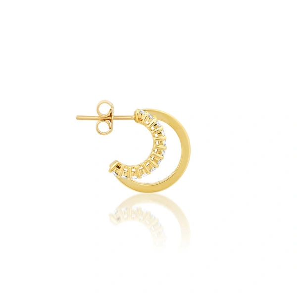 Jennifer Meyer Mini Double Hoops with 4 Prong Diamond Accent in 18K Yellow Gold | Fine Earrings | Coveti