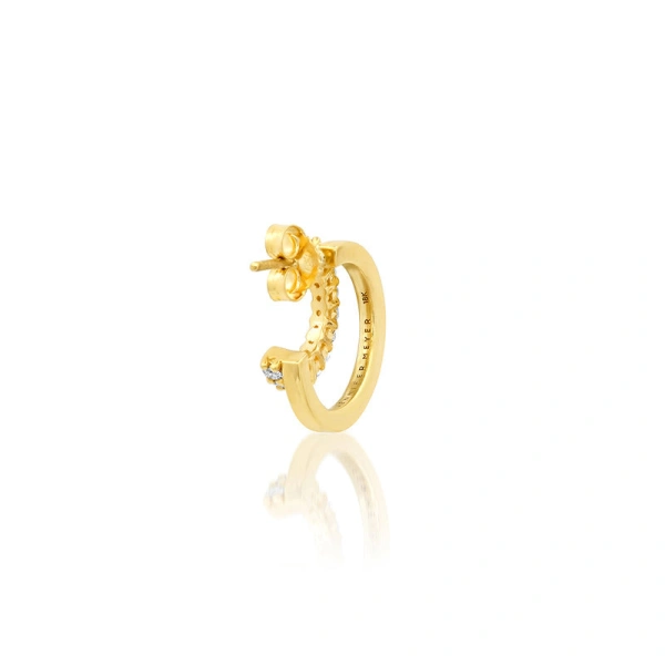 Jennifer Meyer Mini Double Hoops with 4 Prong Diamond Accent in 18K Yellow Gold | Fine Earrings | Coveti