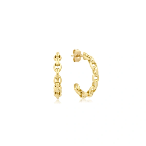 Jennifer Meyer Mini Edith Link Hoops in 18K Yellow Gold | Fine Earrings | Coveti