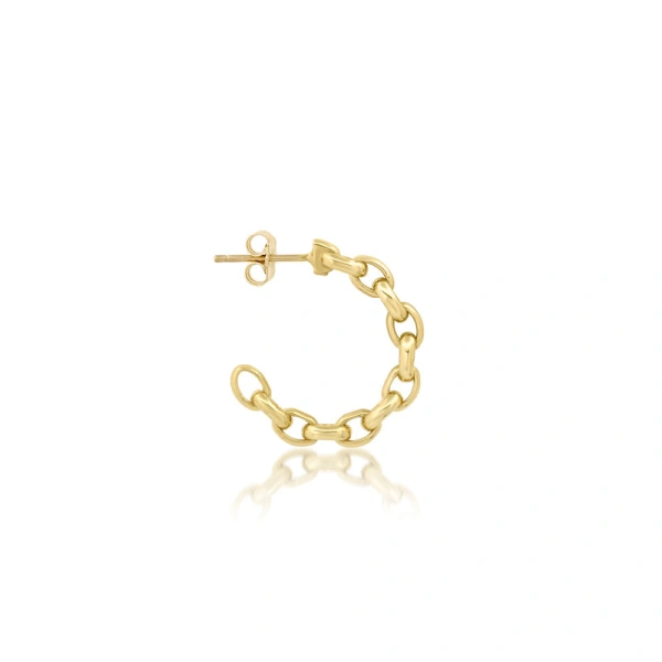 Jennifer Meyer Mini Edith Link Hoops in 18K Yellow Gold | Fine Earrings | Coveti