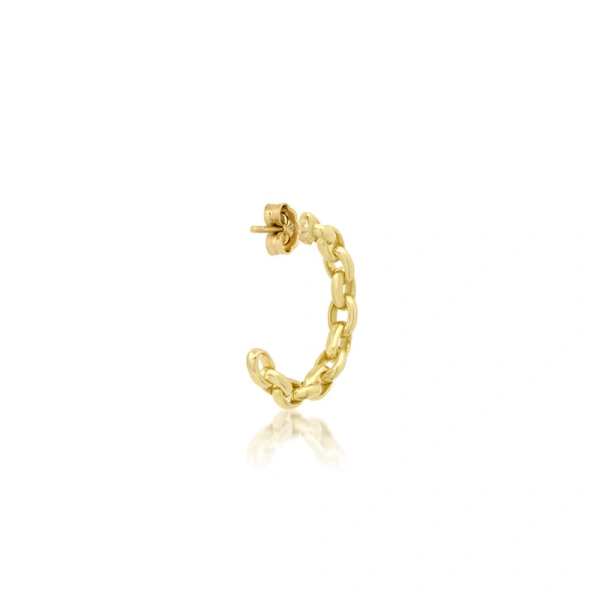 Jennifer Meyer Mini Edith Link Hoops in 18K Yellow Gold | Fine Earrings | Coveti