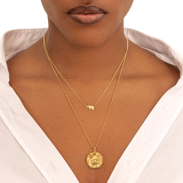 Jennifer Meyer Mini Elephant Necklace in 18K Yellow Gold | Fine Necklaces | Coveti