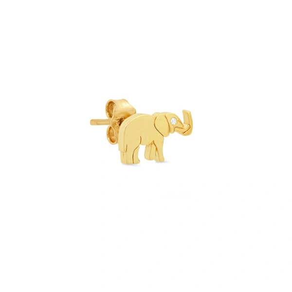 Jennifer Meyer Mini Elephant Studs in 18K Yellow Gold | Fine Earrings | Coveti