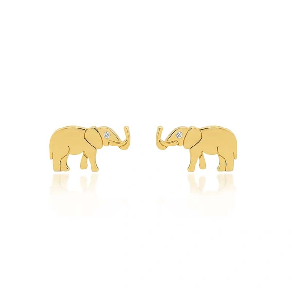 Jennifer Meyer Mini Elephant Studs in 18K Yellow Gold | Fine Earrings | Coveti