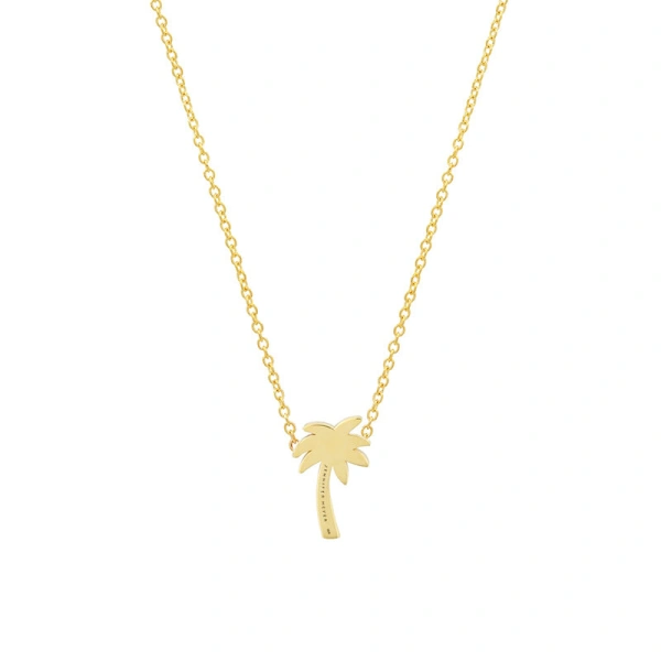 Jennifer Meyer Mini Emerald and Diamond Palm Tree Necklace in 18K Yellow Gold | Fine Necklaces | Coveti