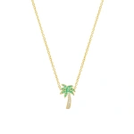 Jennifer Meyer Mini Emerald and Diamond Palm Tree Necklace in 18K Yellow Gold | Fine Necklaces | Coveti