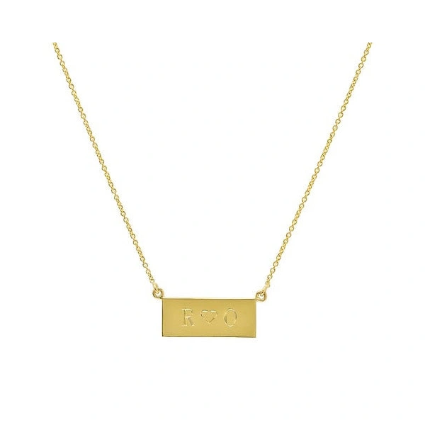 Jennifer Meyer Mini Engravable Nameplate Necklace in 18K Yellow Gold | Fine Necklaces | Coveti