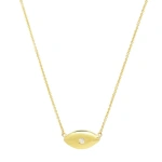 Jennifer Meyer Mini Evil Eye Necklace in 18K Yellow Gold | Fine Necklaces | Coveti