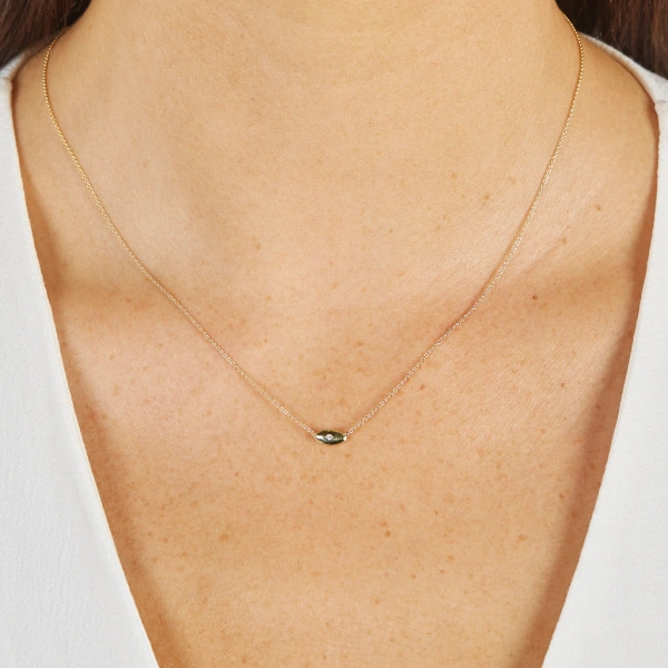 Jennifer Meyer Mini Evil Eye Necklace in 18K Yellow Gold | Fine Necklaces | Coveti