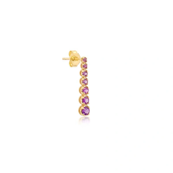 Jennifer Meyer Mini Graduated Amethyst Tennis Studs in 18K Yellow Gold | Fine Earrings | Coveti