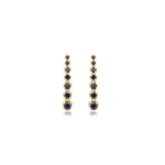 Jennifer Meyer Mini Graduated Blue Sapphire Tennis Studs in 18K Yellow Gold | Fine Earrings | Coveti