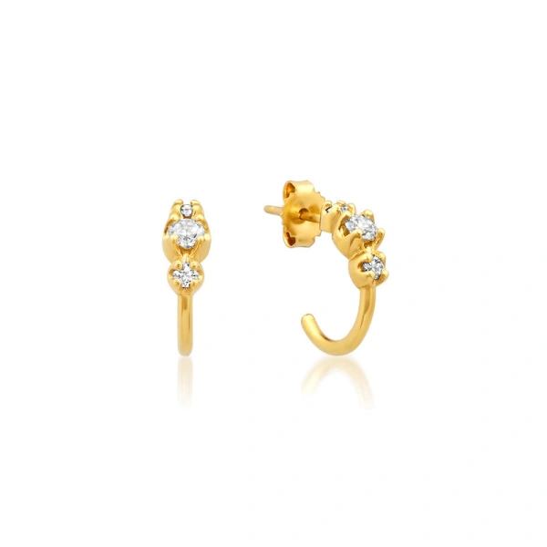 Jennifer Meyer Mini Graduated Diamond Hoops in 18K Yellow Gold | Fine Earrings | Coveti
