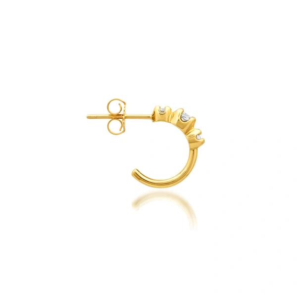 Jennifer Meyer Mini Graduated Diamond Hoops in 18K Yellow Gold | Fine Earrings | Coveti