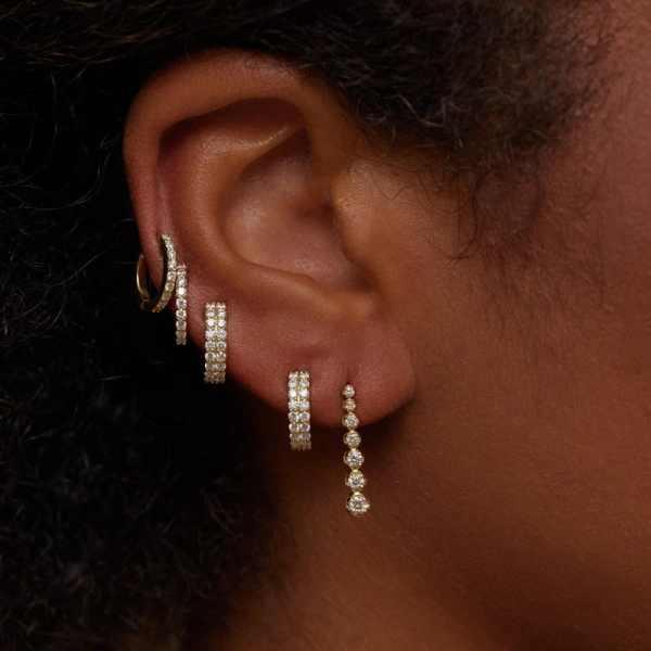 Jennifer Meyer Mini Graduated Diamond Tennis Studs in 18K Yellow Gold | Fine Earrings | Coveti