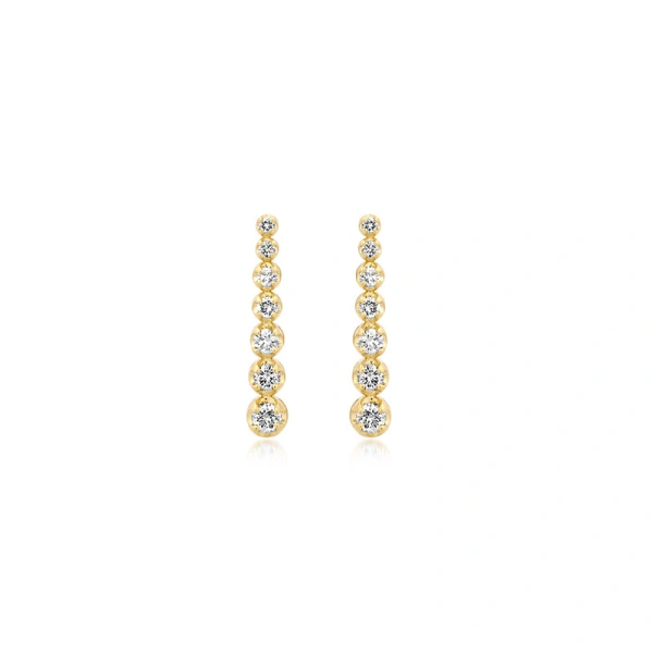 Jennifer Meyer Mini Graduated Diamond Tennis Studs in 18K Yellow Gold | Fine Earrings | Coveti