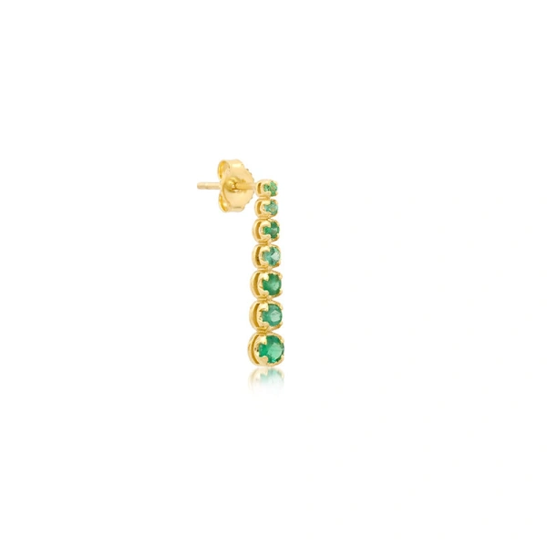Jennifer Meyer Mini Graduated Emerald Tennis Studs in 18K Yellow Gold | Fine Earrings | Coveti